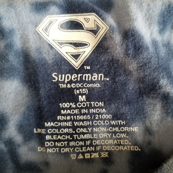 Superman Men's Blue Tie Dye Muscle Shirt - Picture 4 of 4